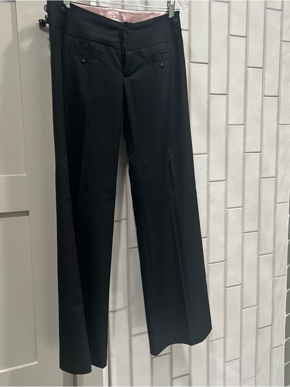 Frenchi Black Low Rise Pants with Pale Pink Satin Lining
